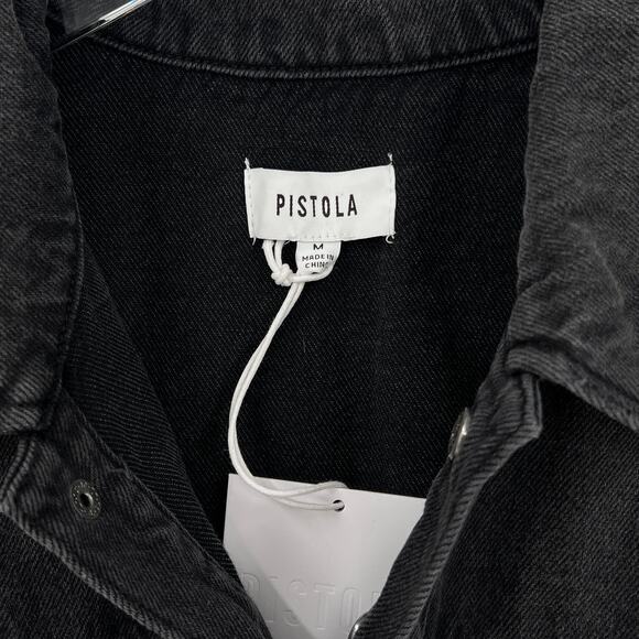 PISTOLA Nina Dress Womens Medium Washed Black Denim Long Sleeve Mini Short NEW - Picture 10 of 16